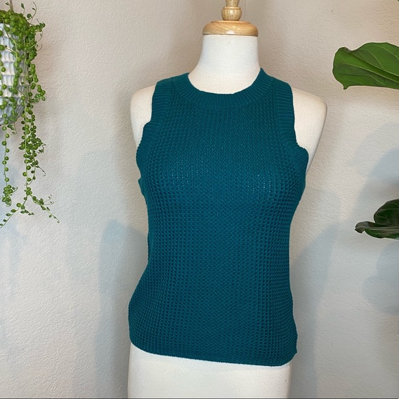 🆕Anthropologie 100% Cotton Turquoise Knit Sweater Vest, Size XS,S - Picture 4 of 10